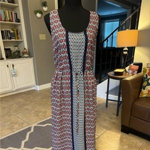 Sleeveless maxi dress - red white & blue. Sz L. Be Bop